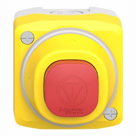 Harmony XAL - boite arrêt urgence avec anneau lumin - blanc rouge - 2O+1F - 24V