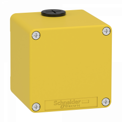 Boite métal vide jaune pour arrêts d'urgence M20 non percée 80x80x77 UL cULus