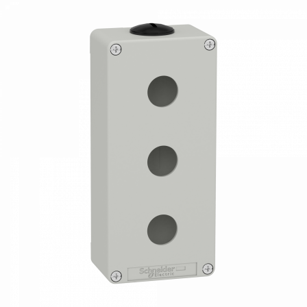 Boite métal vide grise - M25 x2 - 3 trous 22 mm - 80x175x51,5 mm