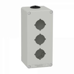 Boite métal vide grise - M25 x2 - 3 trous 30 mm - 80x175x77 mm