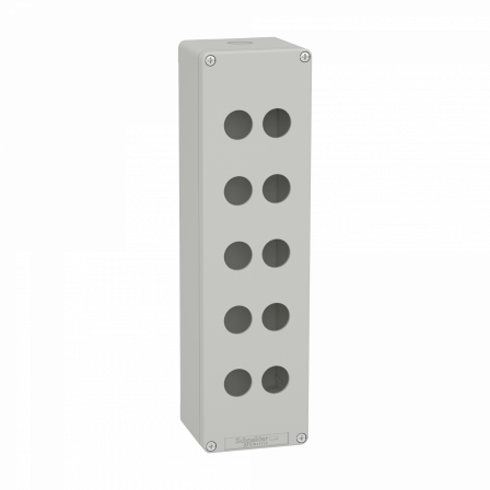 Boite métal vide grise - M32 x1 - 10 trous 22 mm - 85x310x77 mm