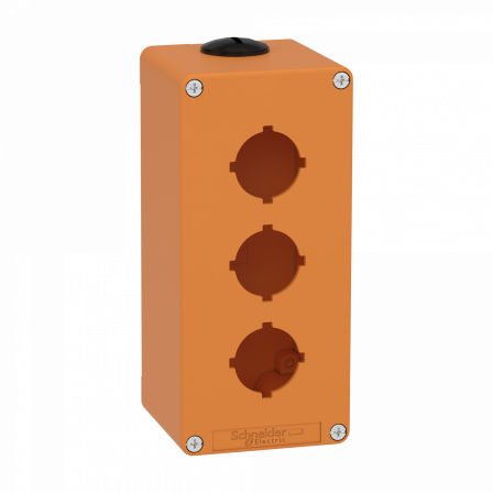 Boite métal vide orange - M25 x2 - 3 trous 30 mm - 80x175x77 mm