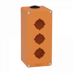 Boite métal vide orange - M25 x2 - 3 trous 30 mm - 80x175x77 mm