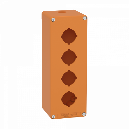 Boite métal vide orange - M25 x1 - 4 trous 30 mm - 80x220x77 mm