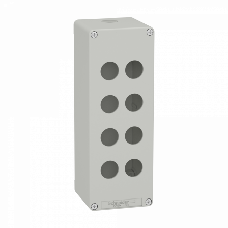 Boite métal vide grise - M25 x1 - 8 trous 22 mm - 80x220x77 mm