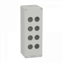 Boite métal vide grise - M25 x1 - 8 trous 22 mm - 80x220x77 mm