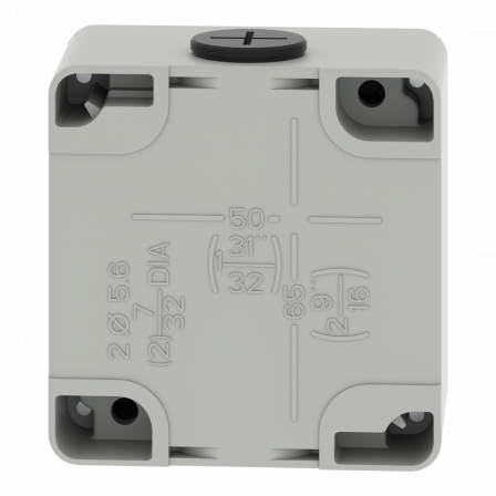 Boite métal vide grise - M20 x2 - 2 trous 22 mm - 80x80x51,5 mm - UL cULus