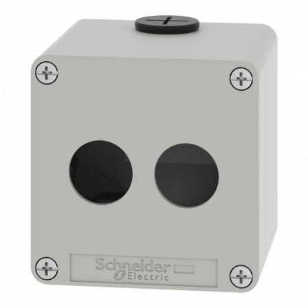 Boite métal vide grise - M20 x2 - 2 trous 22 mm - 80x80x77 mm - UL cULus