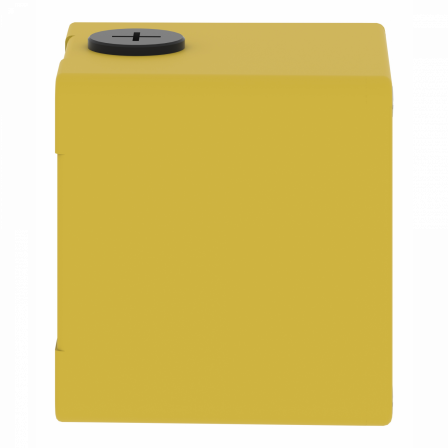 Boite métal vide jaune pour arrêts d'urgence M20 1 trou 22mm 80x80x77 UL cULus