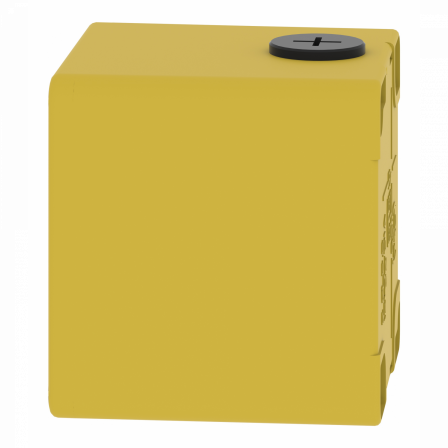 Boite métal vide jaune pour arrêts d'urgence M20 1 trou 22mm 80x80x77 UL cULus