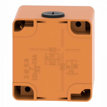 Boite métal vide orange - M20 x2 - 1 trou 22 mm - 80x80x77 mm - UL cULus