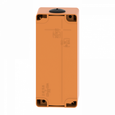 Boite métal vide orange - M25 x2 - 3 trous 30 mm - 80x175x77 mm