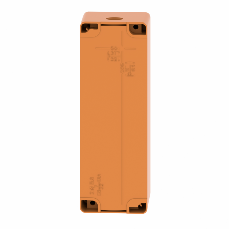 Boite métal vide orange - M25 x1 - 4 trous 30 mm - 80x220x77 mm