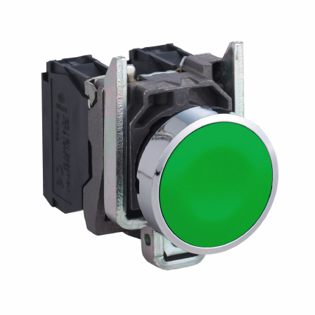 Harmony XB4 - bouton poussoir à impulsion - Ø22 - vert - 1O+1F - vis étrier