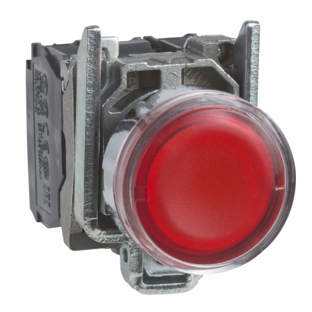 Harmony XB4 - poussoir lumineux LED - 1F+1O - rouge - Ø22 - 230VAC