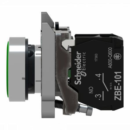 Harmony XB4 - bouton poussoir impulsion - Ø22 - marqué - vert - 1F - vis étrier
