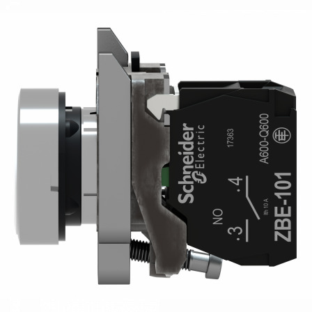 Harmony XB4 - bouton poussoir impulsion - Ø22 - marqué - blanc - 1F - vis étrier