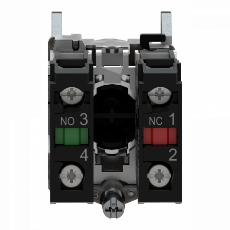 Harmony XB4 - bouton poussoir à impulsion - Ø22 - vert - 1O+1F - vis étrier