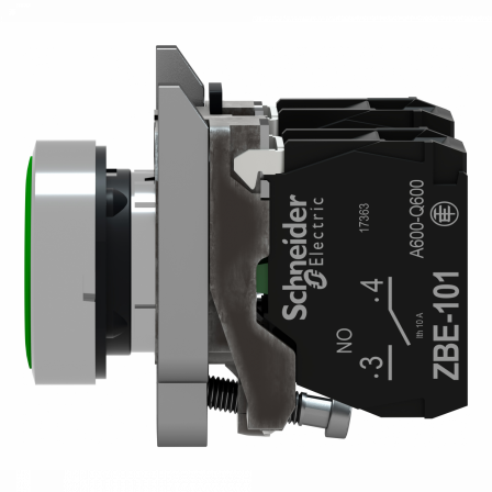 Harmony XB4 - bouton poussoir à impulsion - Ø22 - vert - 1O+1F - vis étrier
