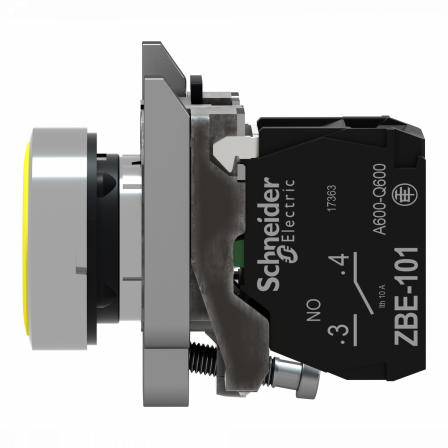 Harmony XB4 - bouton poussoir à impulsion - Ø22 - jaune - 1F - vis étrier