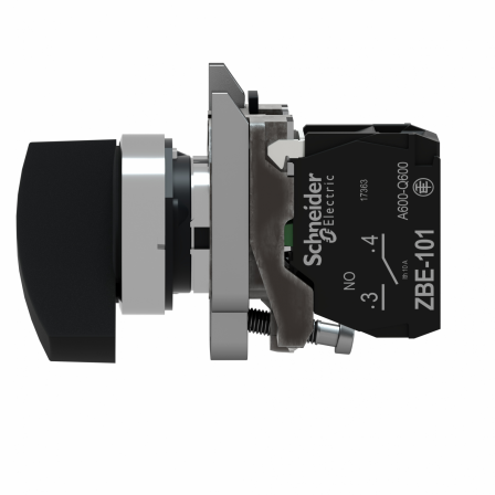 Harmony XB4 - bouton tournant à crosse Ø22 - Ø22 - 2 pos fix - noir - 1F - vis