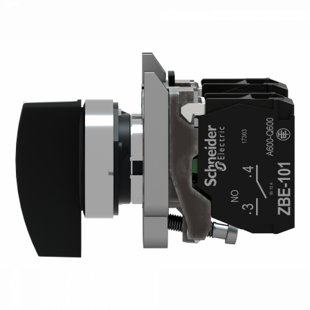 Harmony XB4 - bouton tournant à crosse - Ø22 - 3 pos fix - noir - 2F - vis étr