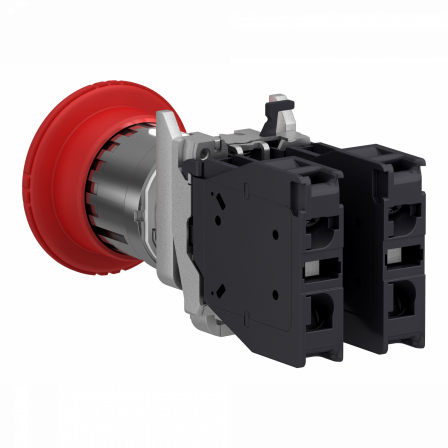 Harmony XB4 - arrêt urgence Atx gaz - Ø40 - pousser tourn - rouge - 1O+1F - vis