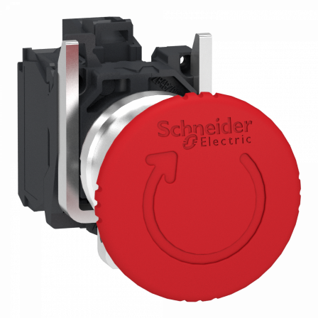 Harmony XB4 -  arrêt urgence - Ø40 - pousser tourner  - 1O +1O avec surveillance