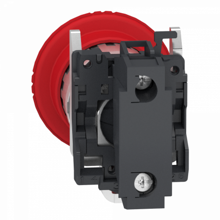 Harmony XB4 - Arret urgence - Diam 40 - Pousser tourner - 1O avec surveillance