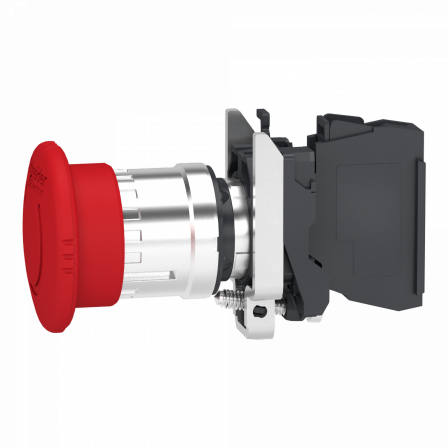Harmony XB4 - Arret urgence - Diam 40 - Pousser tourner - 1O avec surveillance