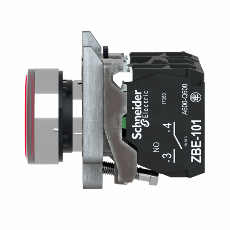Harmony XB4 - poussoir lumineux LED - 1F+1O - rouge - Ø22 - 24VACDC
