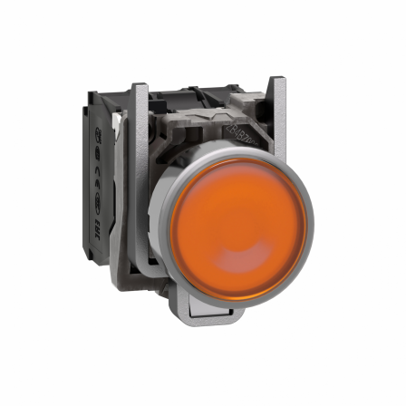 Harmony XB4 - poussoir lumineux LED - 1F+1O - orange - Ø22 - 24VACDC