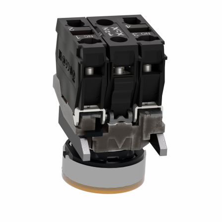 Harmony XB4 - poussoir lumineux LED - 1F+1O - orange - Ø22 - 24VACDC