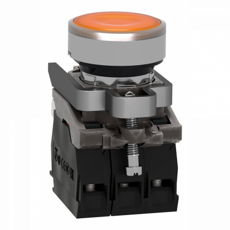 Harmony XB4 - poussoir lumineux LED - 1F+1O - orange - Ø22 - 110VAC