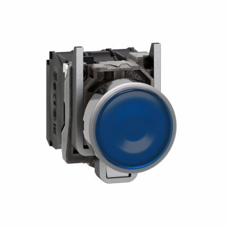 Harmony XB4 - poussoir lumineux LED - 1F+1O - bleu - Ø22 - 24VACDC