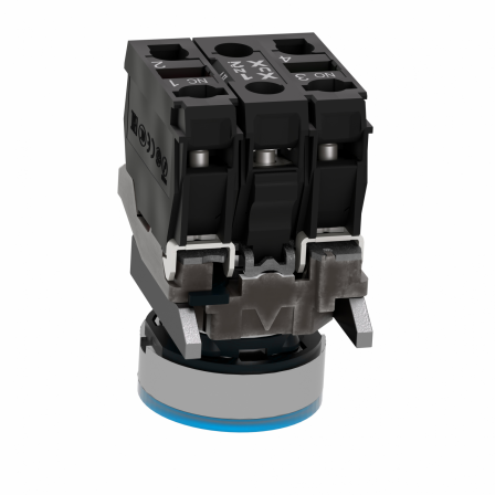 Harmony XB4 - poussoir lumineux LED - 1F+1O - bleu - Ø22 - 110VAC