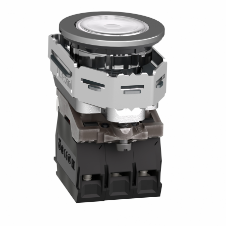 Harmony XB4 - BP lumineux DEL - flush - blanc - 1O+1F - 24V - vis étrier
