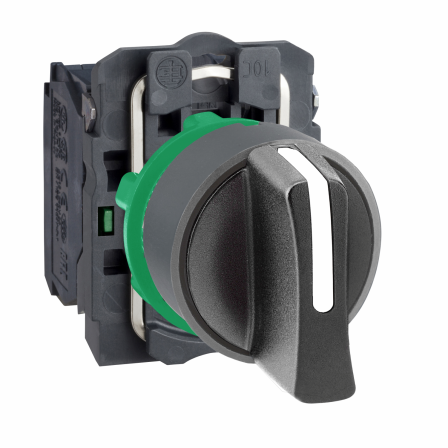 Harmony XB5 - bouton tournant manette - Ø22 - col grise - 3 pos fix - noir - 2F