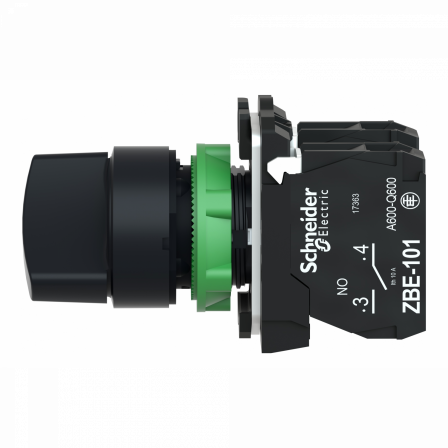 Harmony XB5 - bouton tournant manette - Ø22 - 2 pos fix - noir - 1O+1F - vis étr