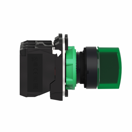 Harmony XB5 - Sélecteur lumineux - 3 positions Fixes - Vert - 1O+1F - 24 VCA/CC