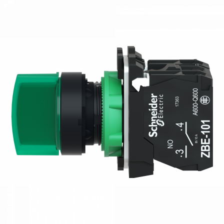 Harmony XB5 - Sélecteur lumineux - 3 positions Fixes - Vert - 1O+1F - 230/40CA