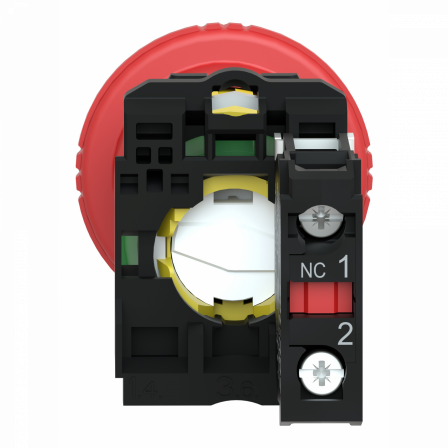 Harmony XB5 - bouton arrêt urgence - Ø40 - pousser tourner - rouge - 1O - vis