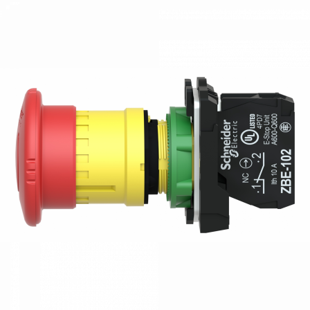 Harmony XB5 - bouton arrêt urgence - Ø40 - pousser tourner - rouge - 1O - vis