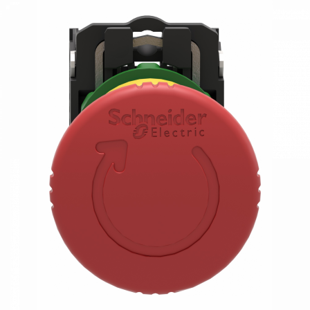 Harmony XB5 - bouton arrêt urgence - Ø40 - pousser tourner - rouge - 2O - vis
