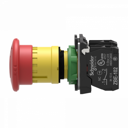 Harmony XB5 - bouton arrêt urgence - Ø40 - pousser tourner - rouge - 2O - vis
