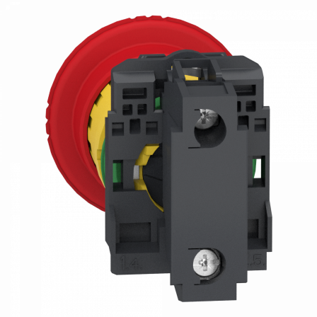 Harmony XB5 - Arret urgence - Diam 40 - Pousser tourner - 1O avec surveillance