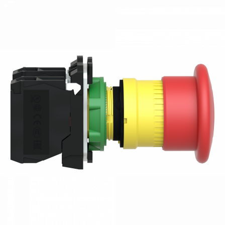 Harmony XB5 - arrêt urgence - Ø40 - pousser tirer - rouge - 1O+1F - vis étrier