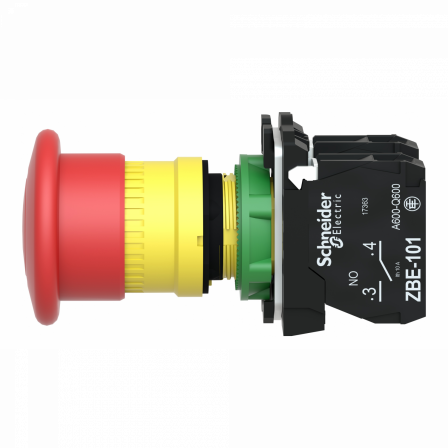 Harmony XB5 - arrêt urgence - Ø40 - pousser tirer - rouge - 1O+1F - vis étrier