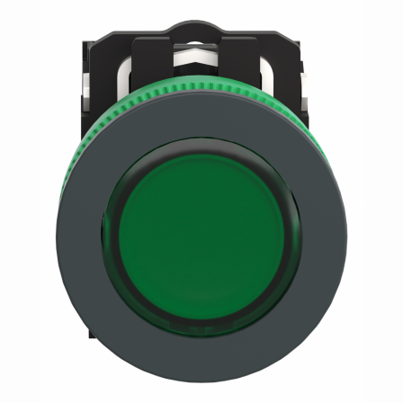 Harmony XB5 - BP lumineux DEL - flush - vert - 1O+1F - 110V - vis étrier