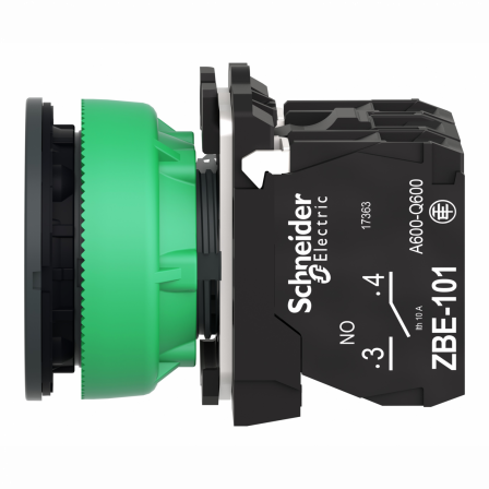 Harmony XB5 - BP lumineux DEL - flush - vert - 1O+1F - 110V - vis étrier